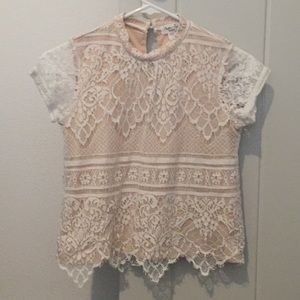 Tan and white blouse